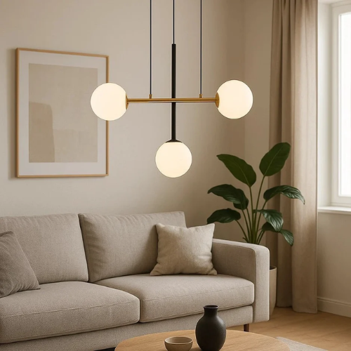 Paz Chandelier Light (Black and Gold)